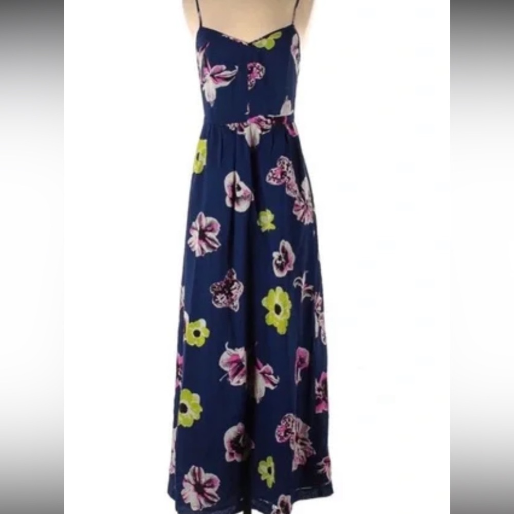 Classic J. Crew Navy Floral Dress - Super Flowy -Size 8P - Welcome Summer & Sun!